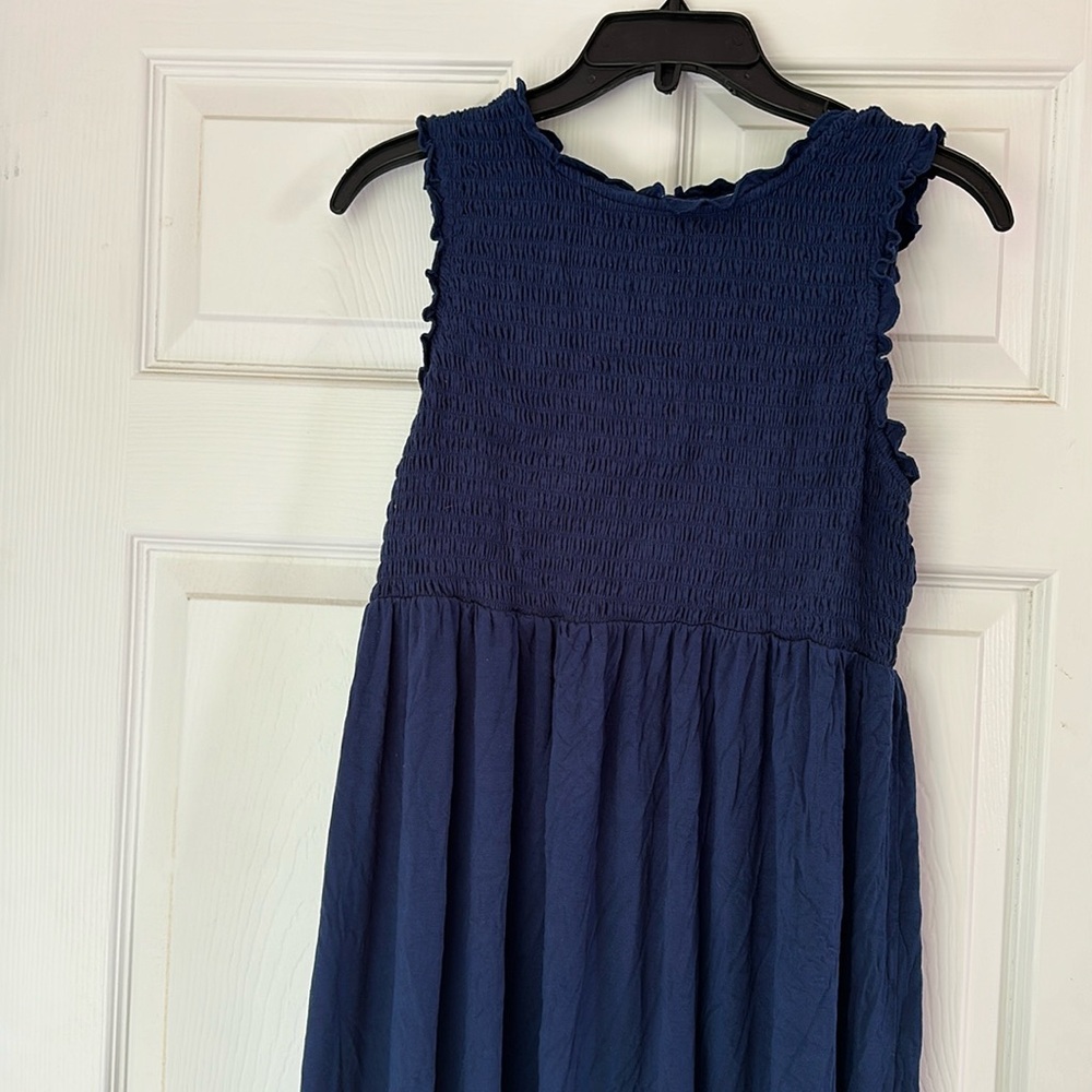 Nines by Hatch blue Maternity dress. Knee length on avg height, smocked jersey